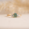 The Farah Ring | 0.98ct Seafoam Moissanite & Lab Diamond Accented Engagement 18k Yellow Gold