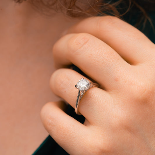 The Flor Ring | Round Lab Diamond Engagement Hidden Halo Solitaire