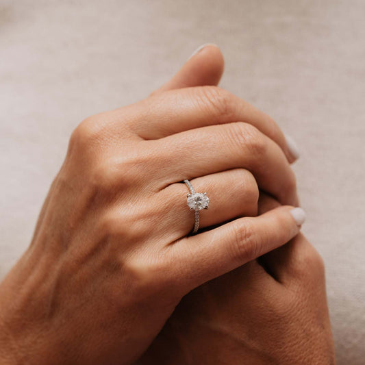 The Nuki Ring | Lab Diamond Oval Hidden Halo Shoulder Set Engagement