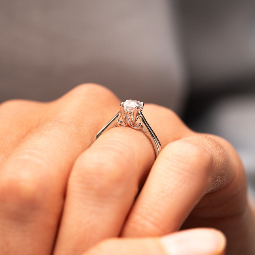 The Franchesca Ring | Emerald Cut Lab Diamond Vintage Engagement Solitaire