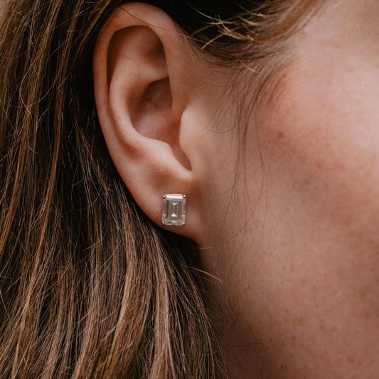 The Hebe Earrings | Emerald Lab Diamond Classic Solitaire Studs