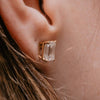 The Hebe Earrings | 3.0ct D-E VVS1 Emerald Cut 18k Fairtrade Rose Gold Solitaire