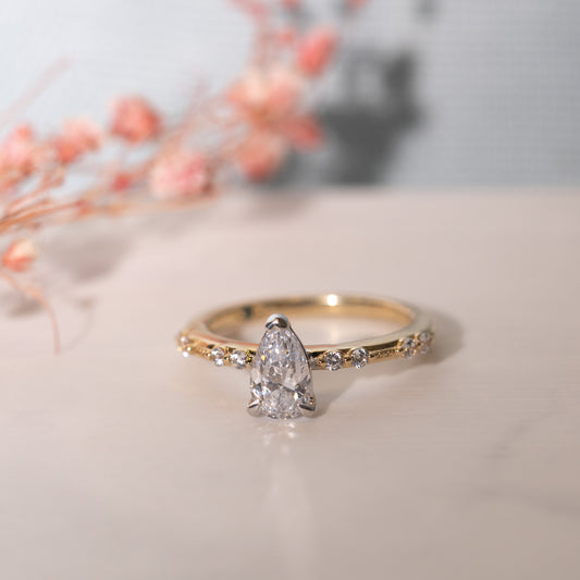 The Hope Ring | Lab Diamond Pear Shoulder Set Engagement Solitaire