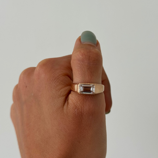 The Dillon Ring | Emerald Lab Diamond Statement Signet Solitaire