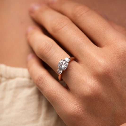 The Jasmine Ring | Round Brilliant Lab Diamond Accented Engagement Trilogy