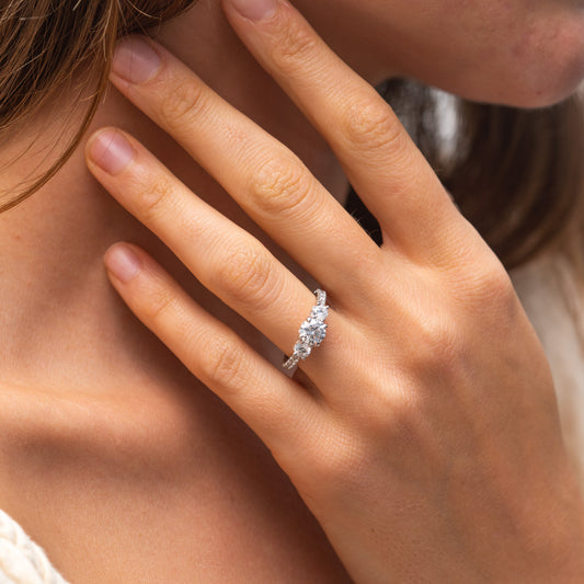 The Kara Ring | Lab Diamond Round Brilliant Cut Engagement Trilogy