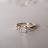 The Lara Ring | Lab Diamond Cushion Cut Trilogy Hidden Halo Engagement