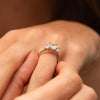 The Lara Ring | Lab Diamond Cushion Cut Trilogy Hidden Halo Engagement