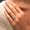 The Lara Ring | Lab Diamond Cushion Cut Trilogy Hidden Halo Engagement