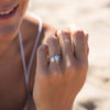 The Marilyn Ring | Aqua Spinel and Cushion Cut Lab Diamond Toi Et Moi