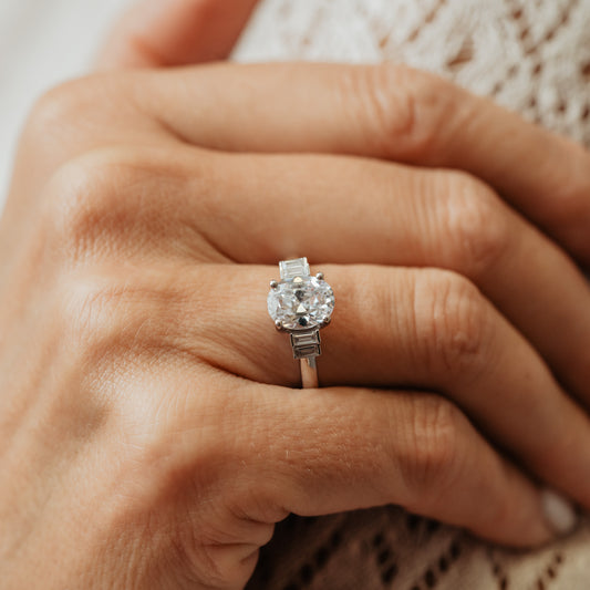 The Marni Ring | Moissanite & Diamond Accented Art Deco Oval Cut Engagement
