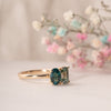 The Mira Ring | 2.02ct Chatham® Oval Paraíba Spinel & Seafoam Moissanite Toi et Moi