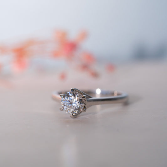 The Molly Ring | Lab Diamond Round Cut Six Claw Engagement Solitaire