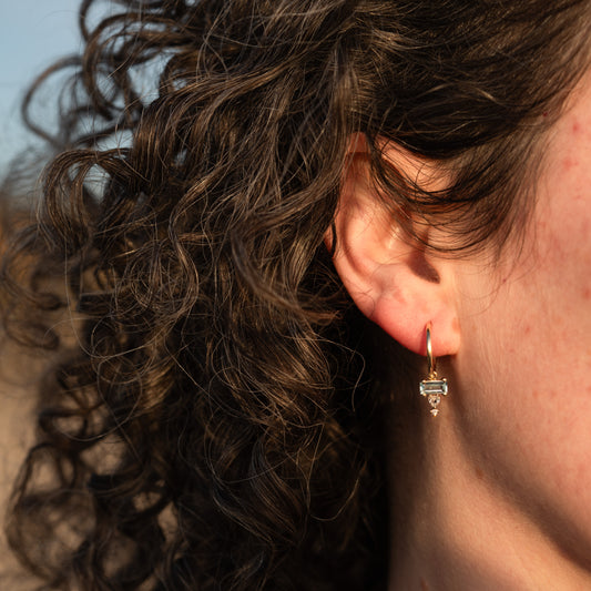 The Morvoren Earrings | VS1 D-E Lab Diamonds. Ethical Gemstones. 100% Recycled 9k Gold Huggies