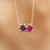 The Myla Pendant | Chatham® Alexandrite & Sapphire Toi Et Moi Pendant 9k Yellow Gold