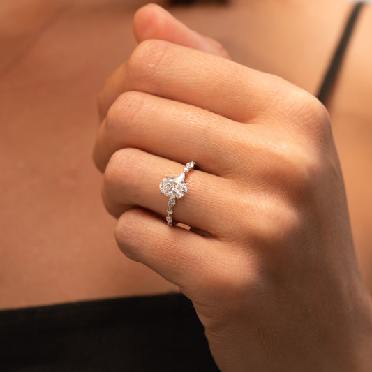 The Nadia Ring | Oval Lab Diamond Marquise Shoulder Set Engagement