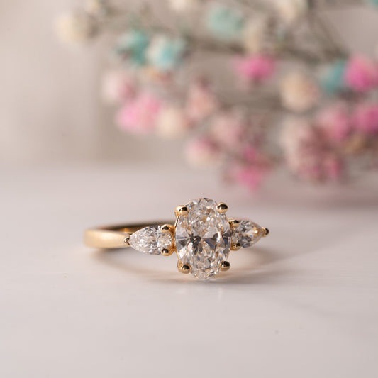 The Nancy Ring | Lab Diamond Oval & Pear Cut Engagement Trilogy