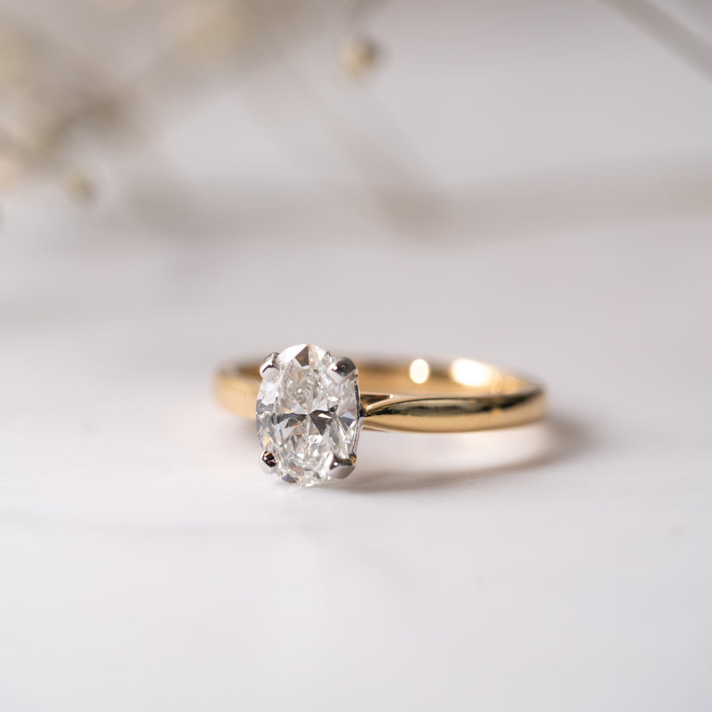 The Naomi Ring | 1.14ct VS1 D-E Lab Diamond Oval Hidden Accent Solitaire