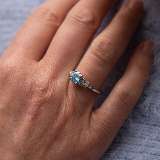 The Natalia Ring | Round Lab Diamond Accented Art Deco Engagement