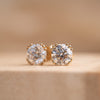 The Nessa Earrings | 9k Yellow Gold & Round Lab Diamond Split Claw Studs