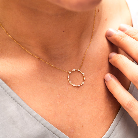 The Nina Pendant | 9ct Yellow Gold & Lab Diamond Circle