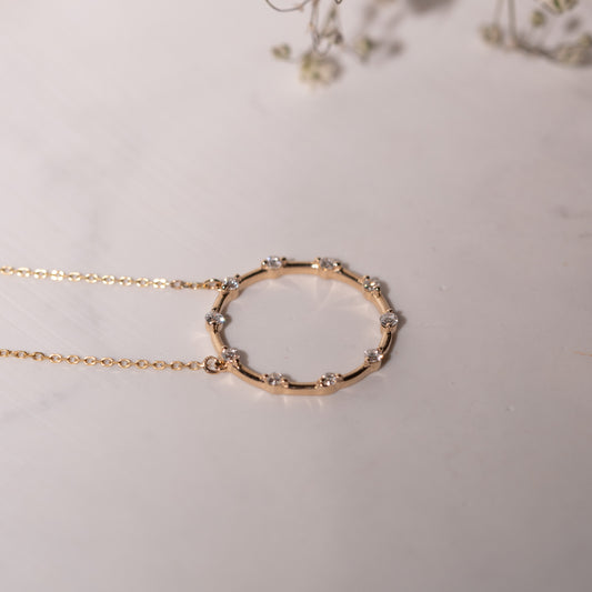 The Nina Pendant | 9ct Yellow Gold & Lab Diamond Circle