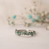 The Nova Ring | 9k White Gold Pear Sea Foam Green Moissanite Assymetric Stacking Band