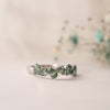 The Nova Ring | 9k White Gold Pear Sea Foam Green Moissanite Assymetric Stacking Band