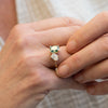 The Oriana Ring | 2.50ct Emerald Seafoam Moissanite & Lab Diamond Toi Et Moi Engagement 9k Yellow Gold