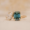 The Oriana Ring | 2.50ct Emerald Seafoam Moissanite & Lab Diamond Toi Et Moi Engagement