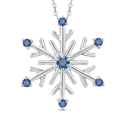 The Eira Pendant | Lab Diamond Sapphire Snowflake Drop