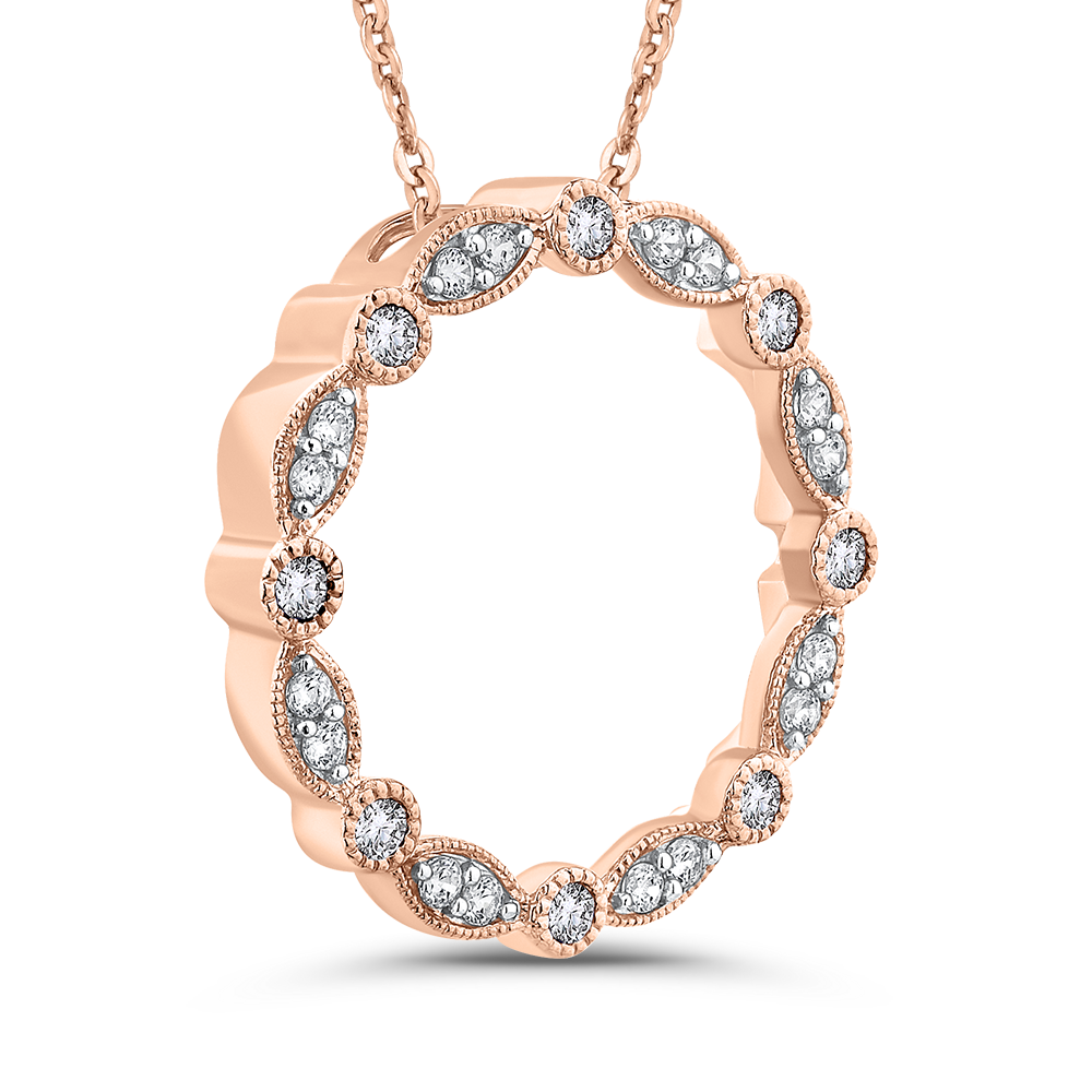 The Antonia Pendant | Lab Diamond Round & Marquise Milgrain