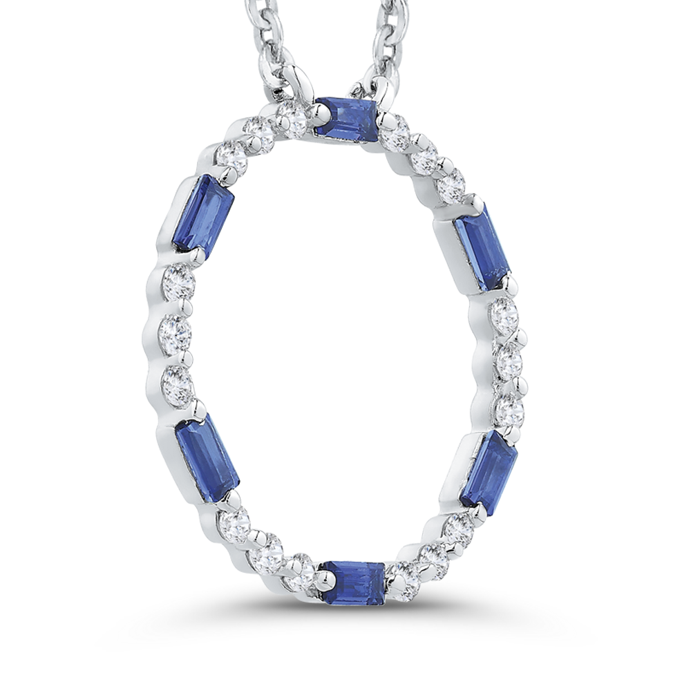 The Anika Pendant | Lab Diamond & Sapphire Baguette Circle