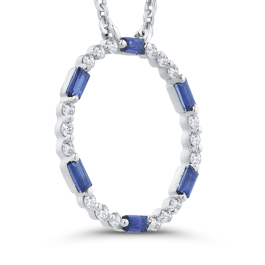 The Anika Pendant | Lab Diamond & Sapphire Baguette Circle