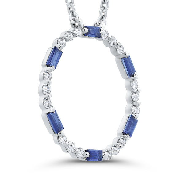 【MEJURI】Lab Grown Sapphire Baguette Round Necklace 0-LGSVERMEILSILVER-