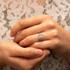 The Rose Ring | Moissanite & Diamond Emerald Cut Engagement Halo