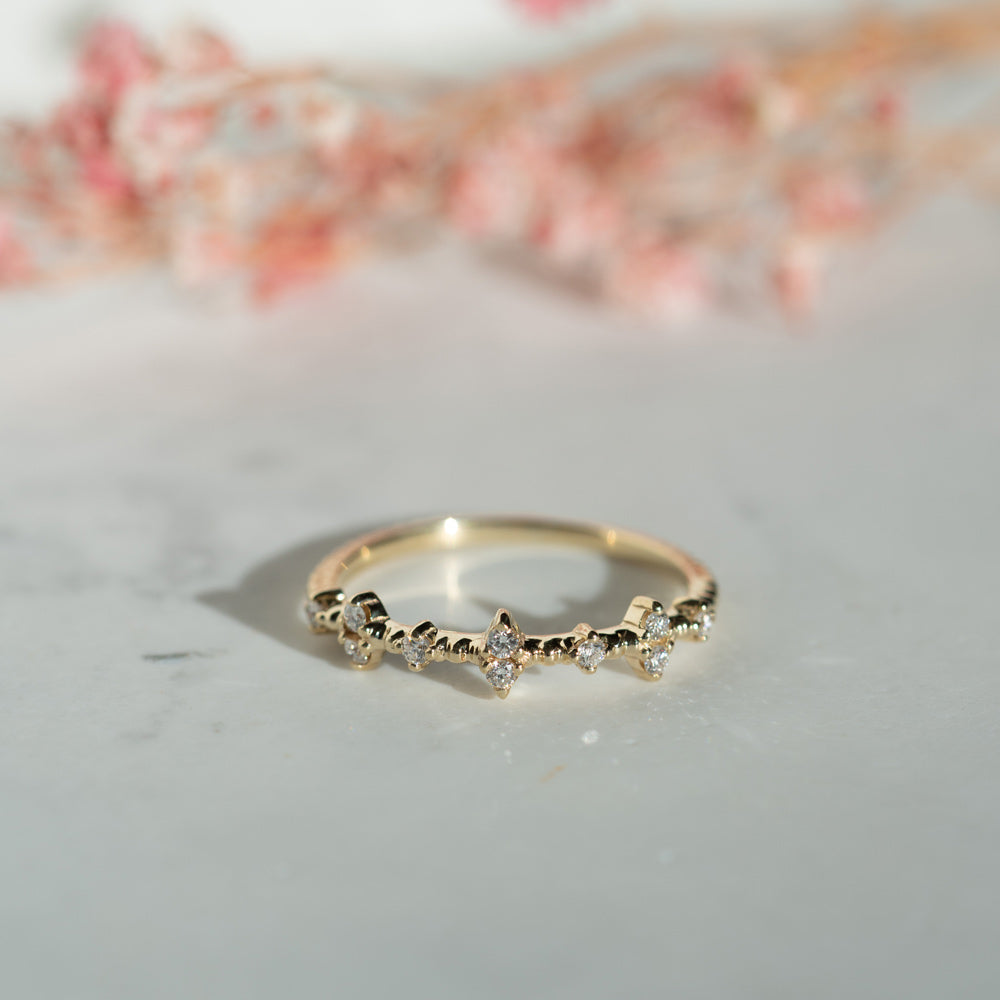 The Rosenwyn Ring | VS1 D-E Lab Diamonds. 100% Recycled 9k Gold Stacking