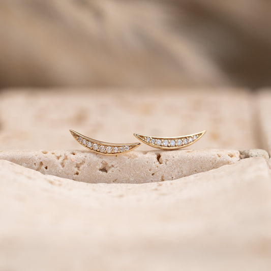 The Selene Earrings | Crescent Moon Pave Lab Diamond Studs