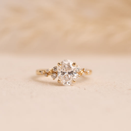 The Serephina Ring | Oval Lab Diamond Scattered Accented Engagement