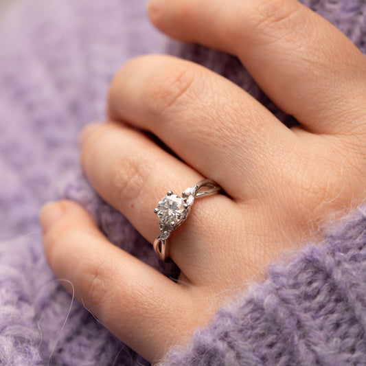 The Simi Ring | Round Lab Diamond Marquise Accented Engagement