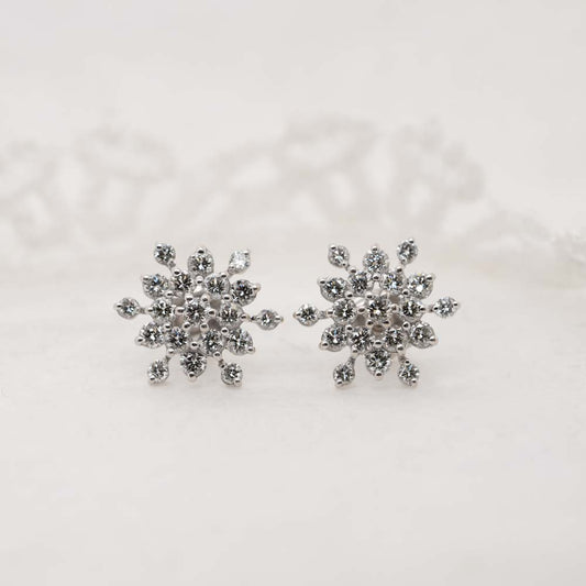The Elsa Earrings | Lab Diamond Snowflake Cluster Round Studs
