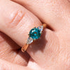 The Sophia Ring | 1.98ct Brilliant Cut Paraiba Tourmaline Trilogy 9k Yellow Gold