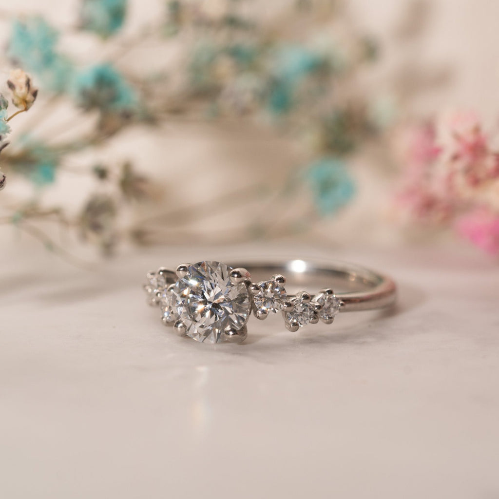 The Sophie Ring | Round Lab Diamond Dainty Accented Engagement