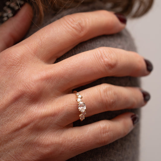 The Sophie Ring | Oval Lab Diamond Accented East-West Set Engagement