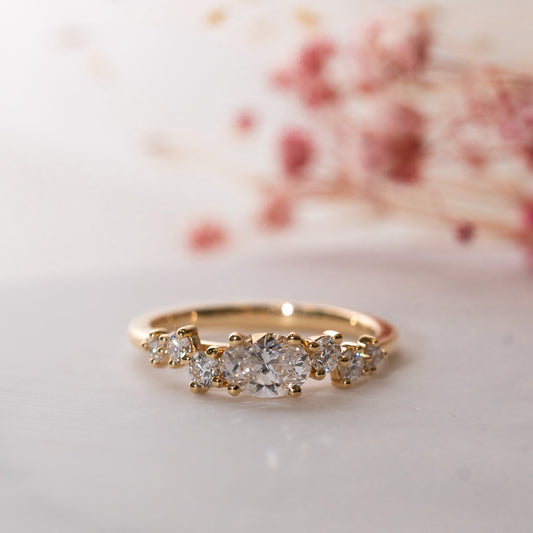 The Sophie Ring | Oval Lab Diamond Accented East-West Set Engagement