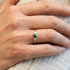 The Tabitha Ring | Emerald Green Moissanite & Lab Diamond Trilogy 14k Yellow Gold