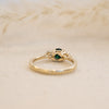 The Tabitha Ring | Emerald Green Moissanite & Lab Diamond Trilogy 14k Yellow Gold