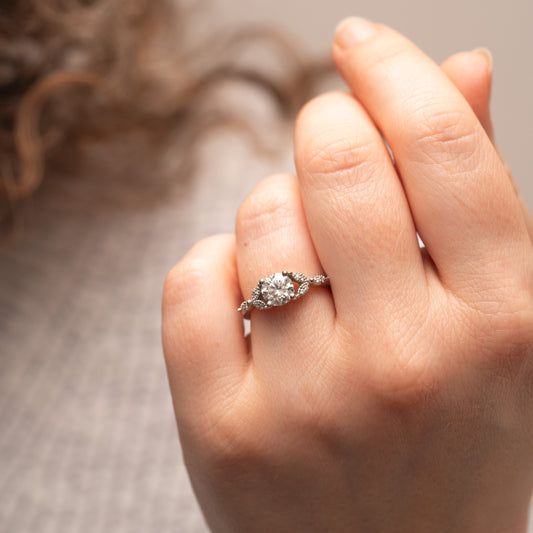 The Thandie Ring | Round Lab Diamond Accented Nature Inspired Engagement