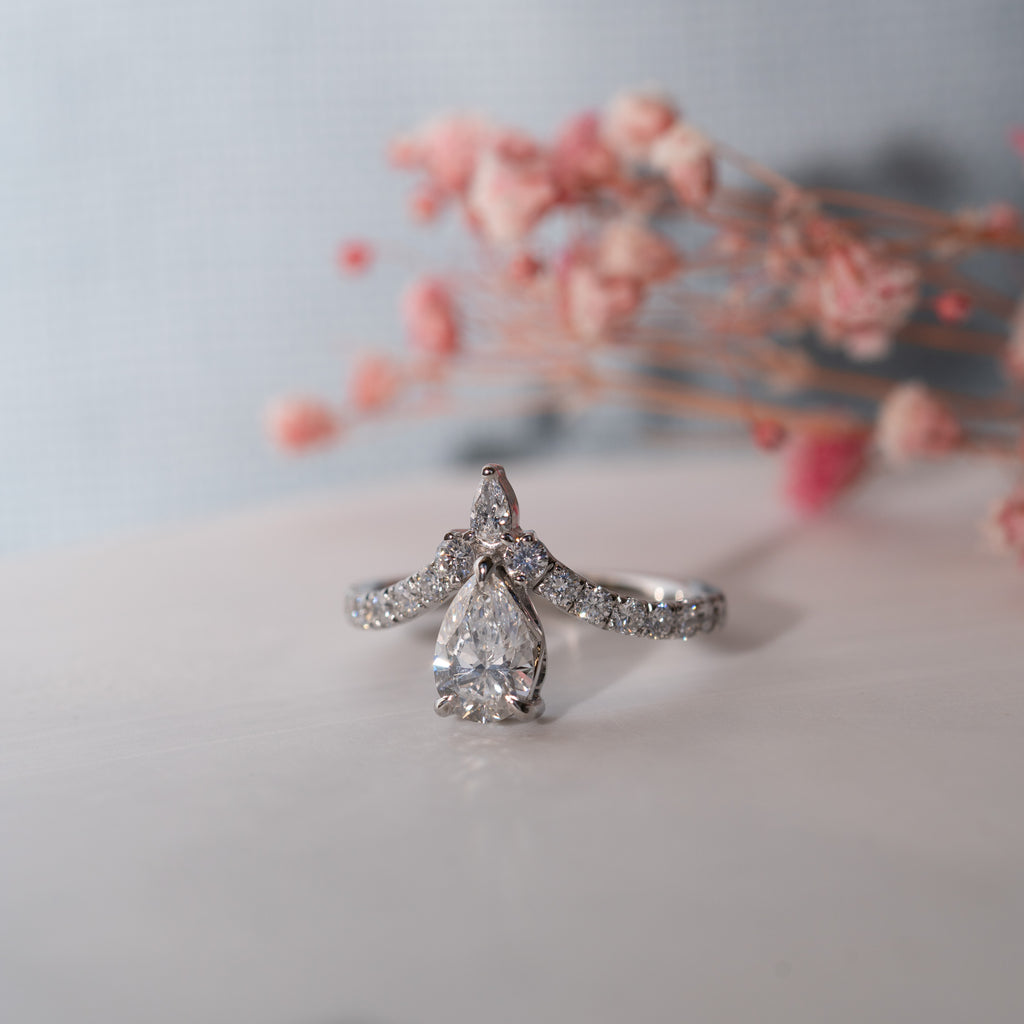 The Toya Ring | Pear Lab Diamond Accented Pavé Statement Engagement