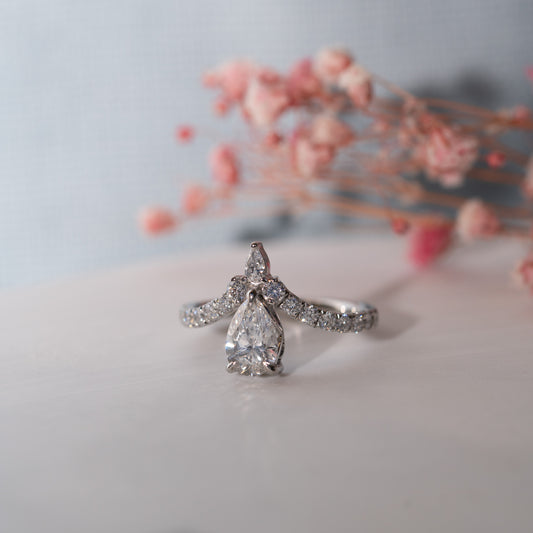 The Toya Ring | Lab Diamond Accented Pear Marquise Pavé Statement Engagement
